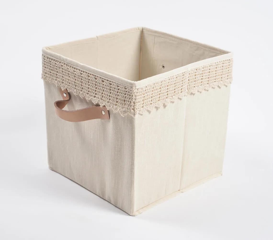 Crochet Lace Cotton Foldable Storage Hamper