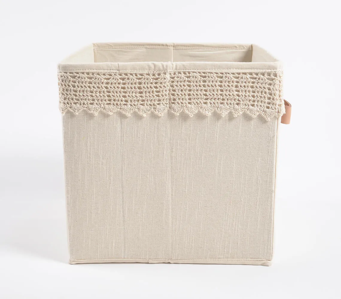 Crochet Lace Cotton Foldable Storage Hamper