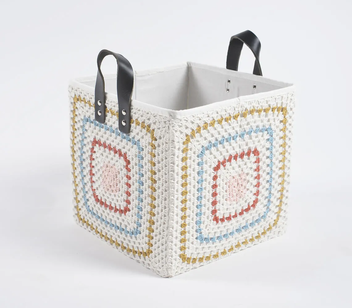 Crochet Square Cotton Foldable Storage Hamper