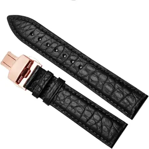 Crocodile Leather watch band for Any Brand Wristband Straps with Folding Clasp