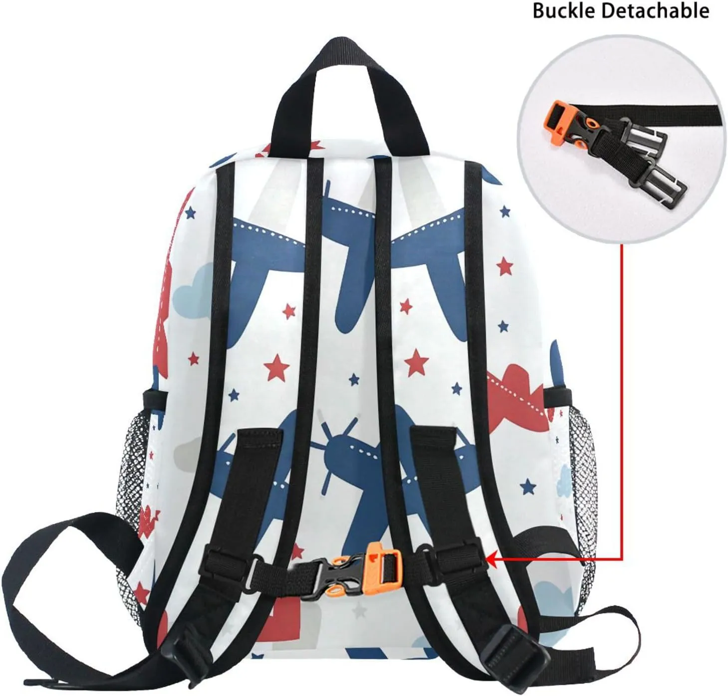 Custom Airplanes Clauds Stars Kids Backpack for Girls Boys, Colored Toddler Casual Daypack Backpacks, Personalized with Your Kid's Name Preschool School Bag, Children Travel Bookbag with Chest Strap