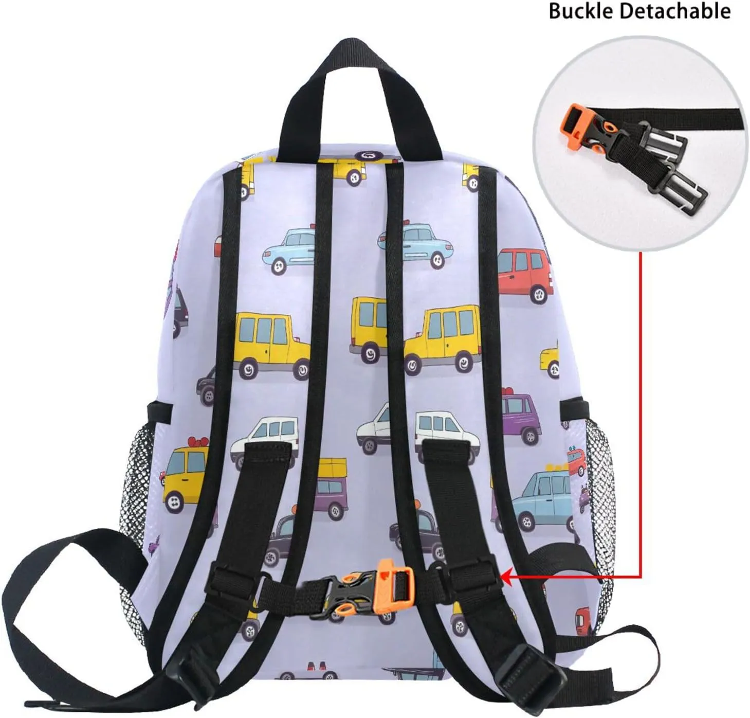 Custom Cartoon Cars Kids Backpack for Girls Boys, Truck Bus Print Toddler Casual Daypack Backpacks, Personalized with Your Kid's Name Preschool School Bag, Children Travel Bookbag with Chest Strap