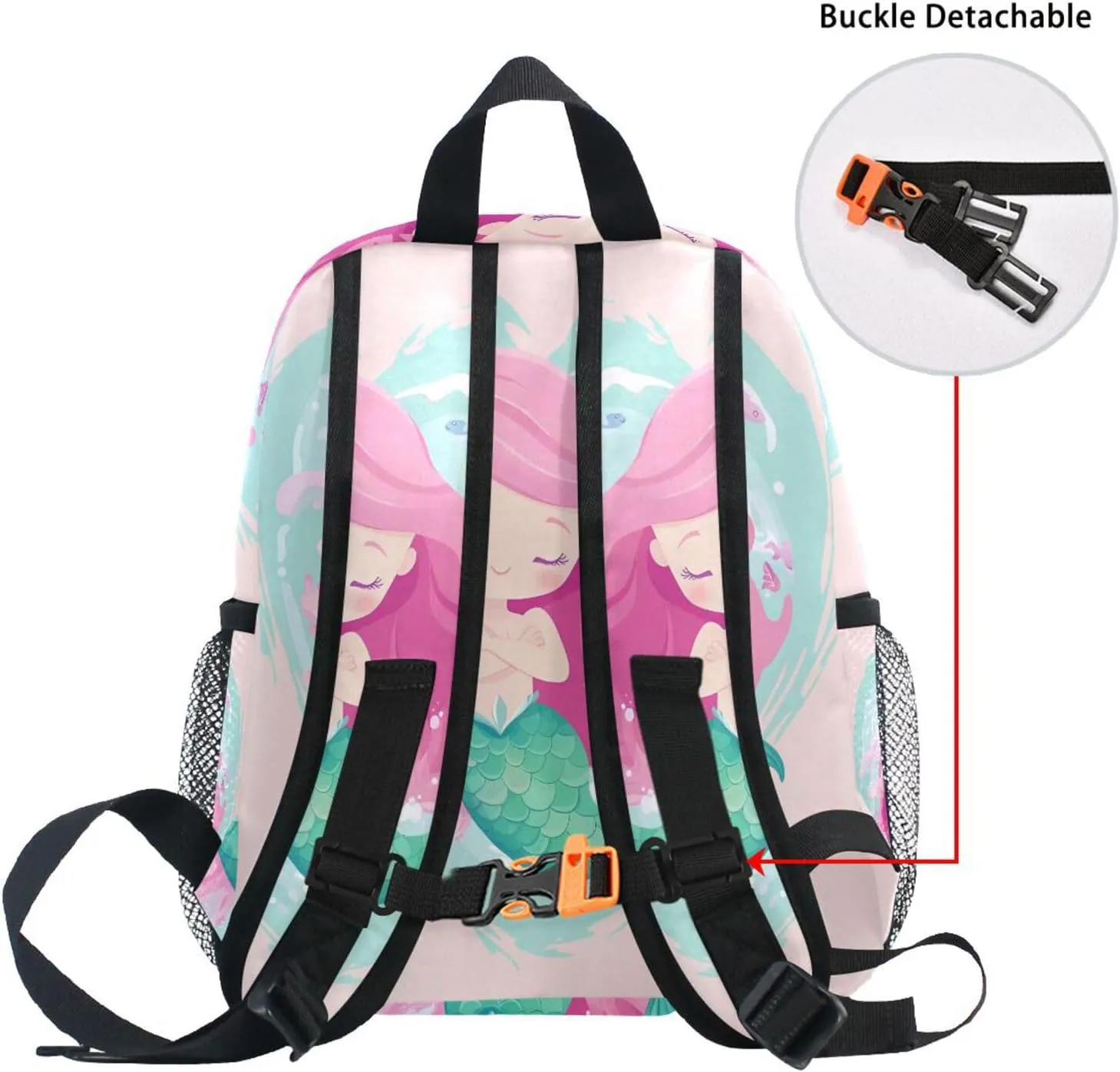Custom Cute Ocean Mermaid Kids Backpack for Girls Boys, Sea Animal Toddler Casual Daypack Backpacks, Personalized with Your Kid's Name Preschool School Bag, Children Travel Bookbag with Chest Strap
