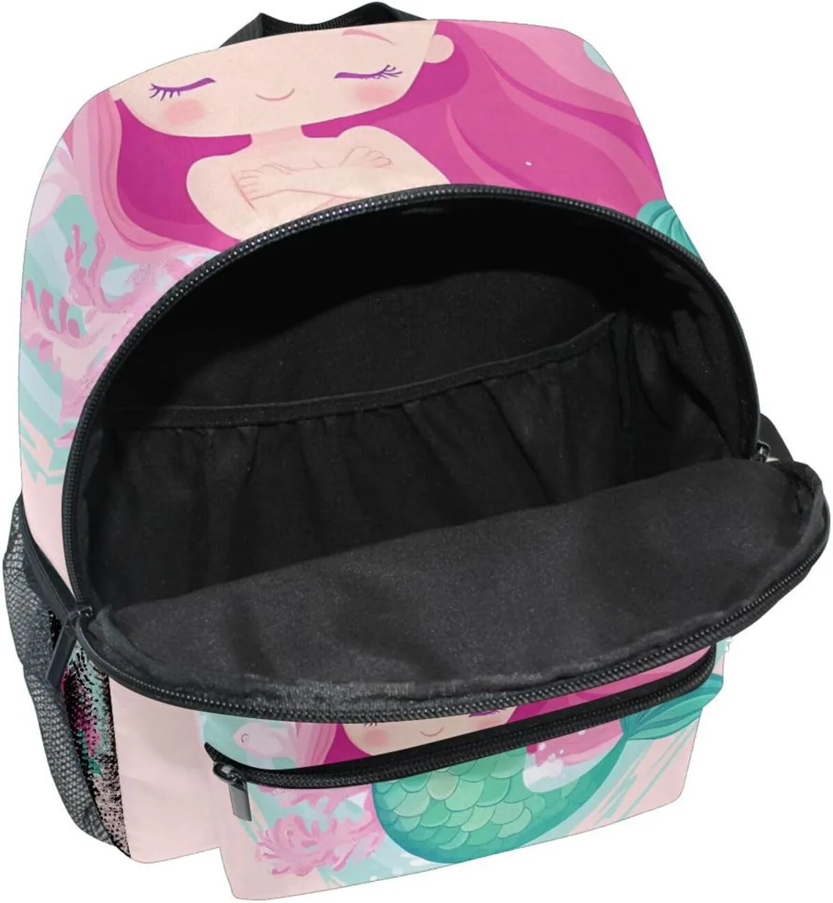 Custom Cute Ocean Mermaid Kids Backpack for Girls Boys, Sea Animal Toddler Casual Daypack Backpacks, Personalized with Your Kid's Name Preschool School Bag, Children Travel Bookbag with Chest Strap