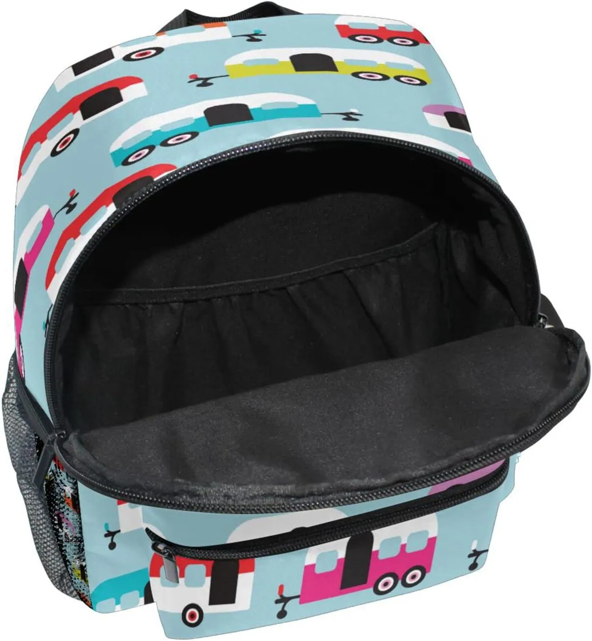 Custom Happy Camper Caravan Retro Backpack for Kids Students Personized School Bag Toddler Daycare Preschool Shoulder Bookbag Kindergarten Elementary Travel for Boys Girls S