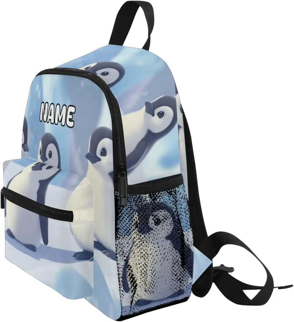 Custom Kid's Name Backpack,Emperor Penguin Baby(3) Toddler Backpack for Daycare Travel, Personalized Name Preschool Bookbags for Boys Girls