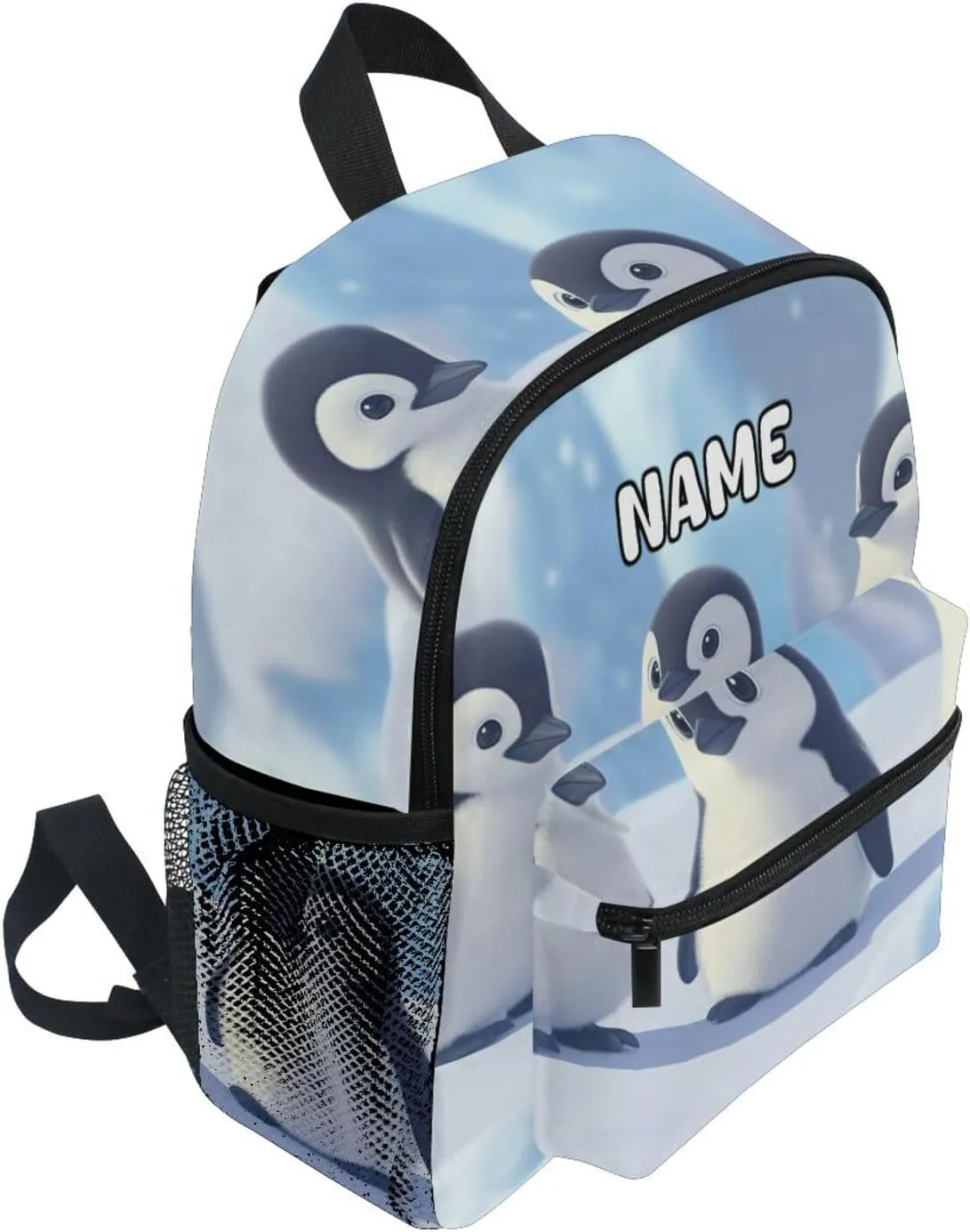 Custom Kid's Name Backpack,Emperor Penguin Baby(3) Toddler Backpack for Daycare Travel, Personalized Name Preschool Bookbags for Boys Girls