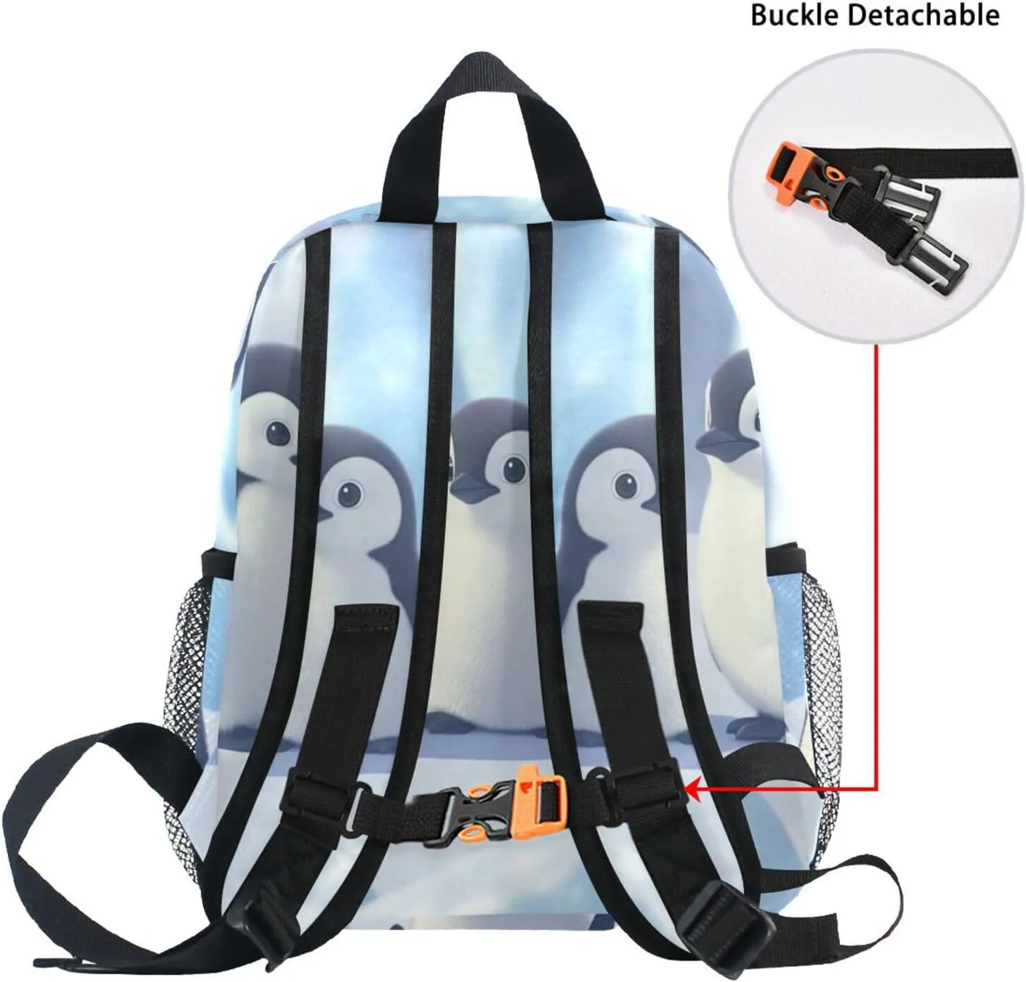 Custom Kid's Name Backpack,Emperor Penguin Baby(3) Toddler Backpack for Daycare Travel, Personalized Name Preschool Bookbags for Boys Girls