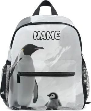 Custom Kid's Name Backpack,Emperor Penguin(1) Toddler Backpack for Daycare Travel, Personalized Name Preschool Bookbags for Boys Girls