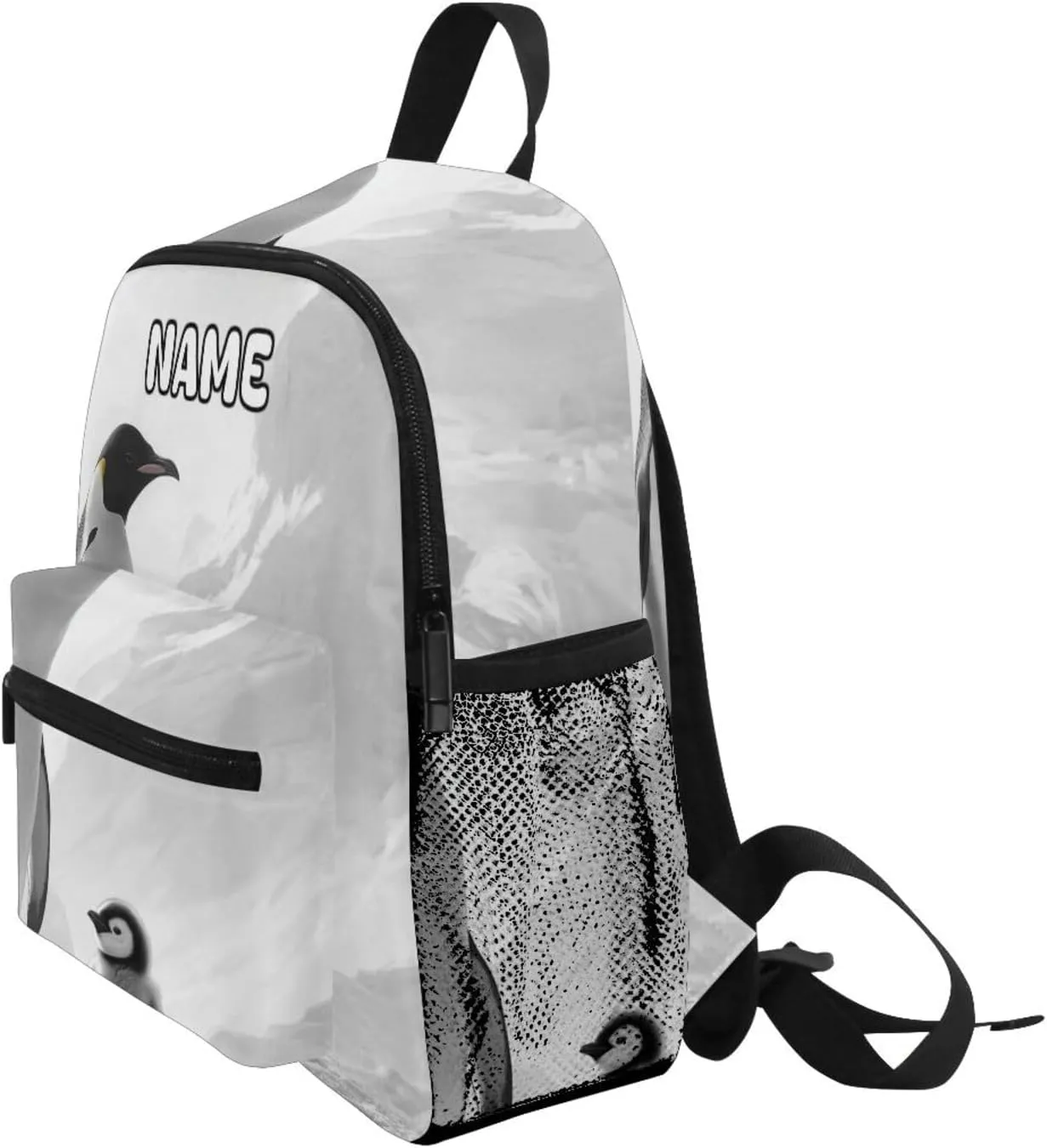 Custom Kid's Name Backpack,Emperor Penguin(1) Toddler Backpack for Daycare Travel, Personalized Name Preschool Bookbags for Boys Girls