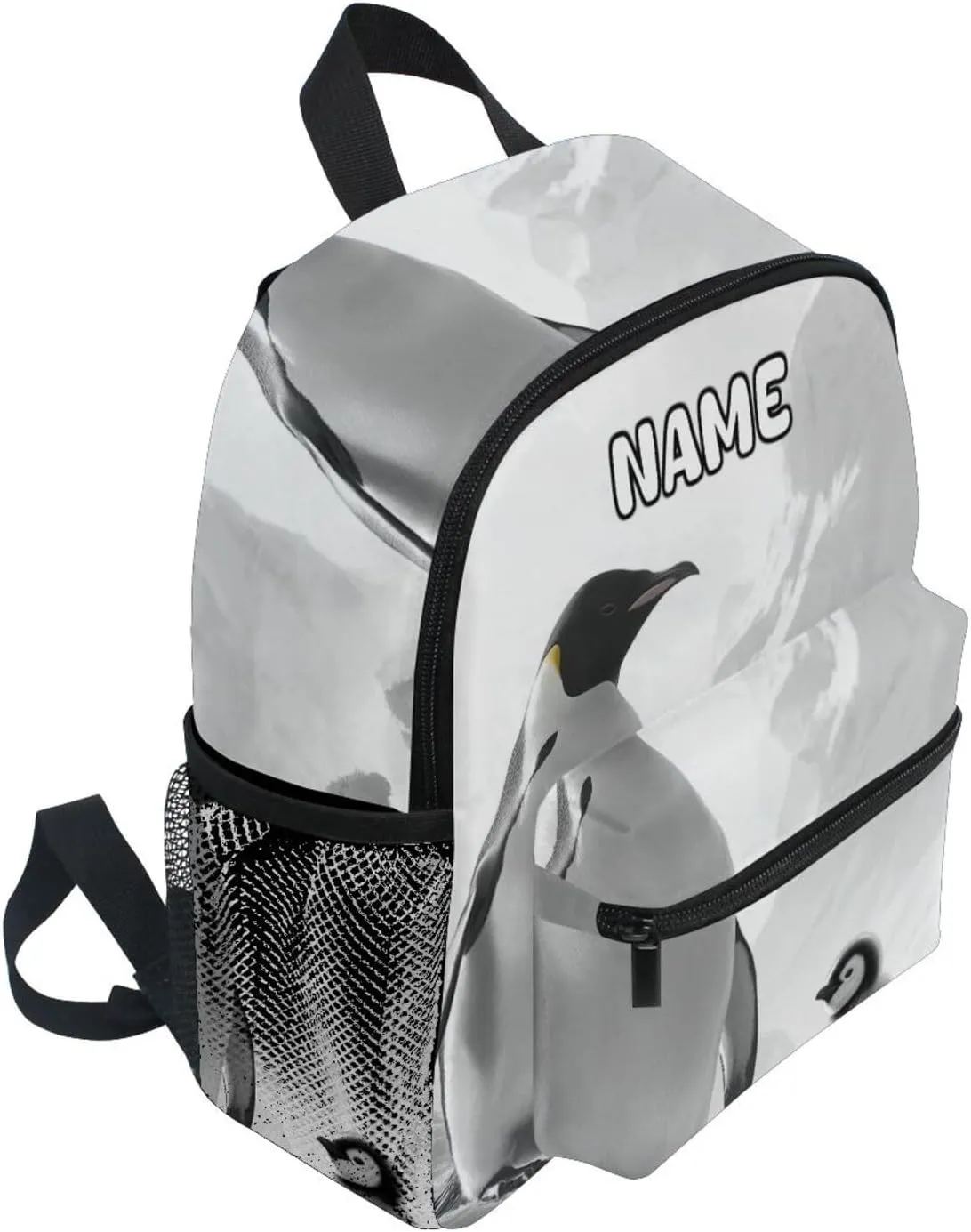 Custom Kid's Name Backpack,Emperor Penguin(1) Toddler Backpack for Daycare Travel, Personalized Name Preschool Bookbags for Boys Girls