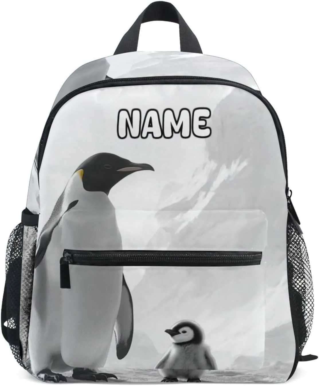 Custom Kid's Name Backpack,Emperor Penguin(1) Toddler Backpack for Daycare Travel, Personalized Name Preschool Bookbags for Boys Girls