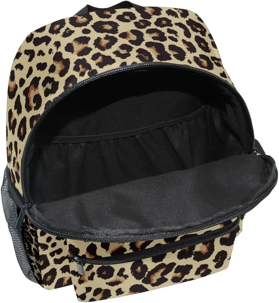 Custom Leopard Kids School Backpack Toddler Personalized Your Name Preschool Shoulder Bookbag Kindergarten Elementary School Bag for Small Boys Girls