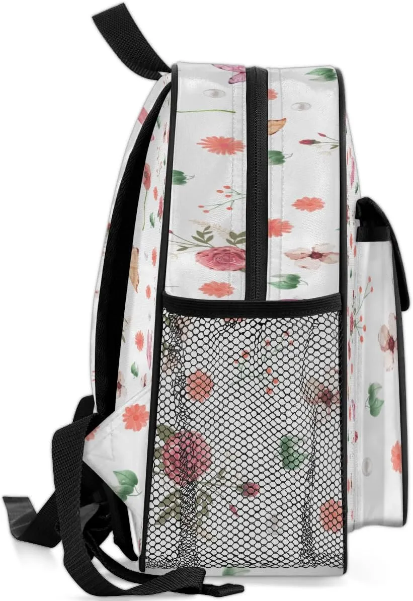 Custom Mini-Backpack for Girls-Kids-Toddler with Initial Name, Personalized Cute Flower Butterfly Mini Schoolbags, Children Kindergarten Preschool Bookbag, for Travel Daypack Nursery Daycare