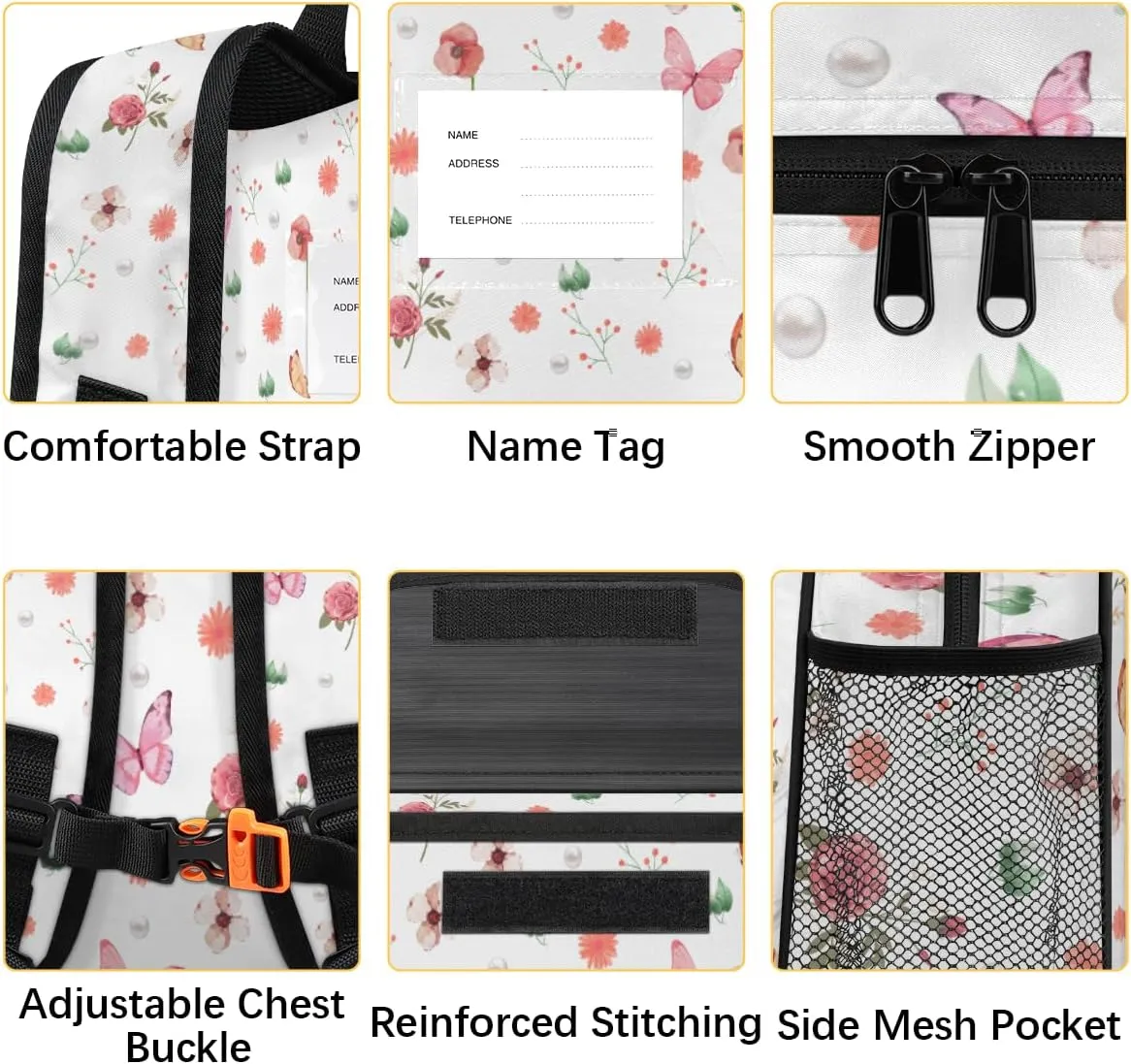 Custom Mini-Backpack for Girls-Kids-Toddler with Initial Name, Personalized Cute Flower Butterfly Mini Schoolbags, Children Kindergarten Preschool Bookbag, for Travel Daypack Nursery Daycare