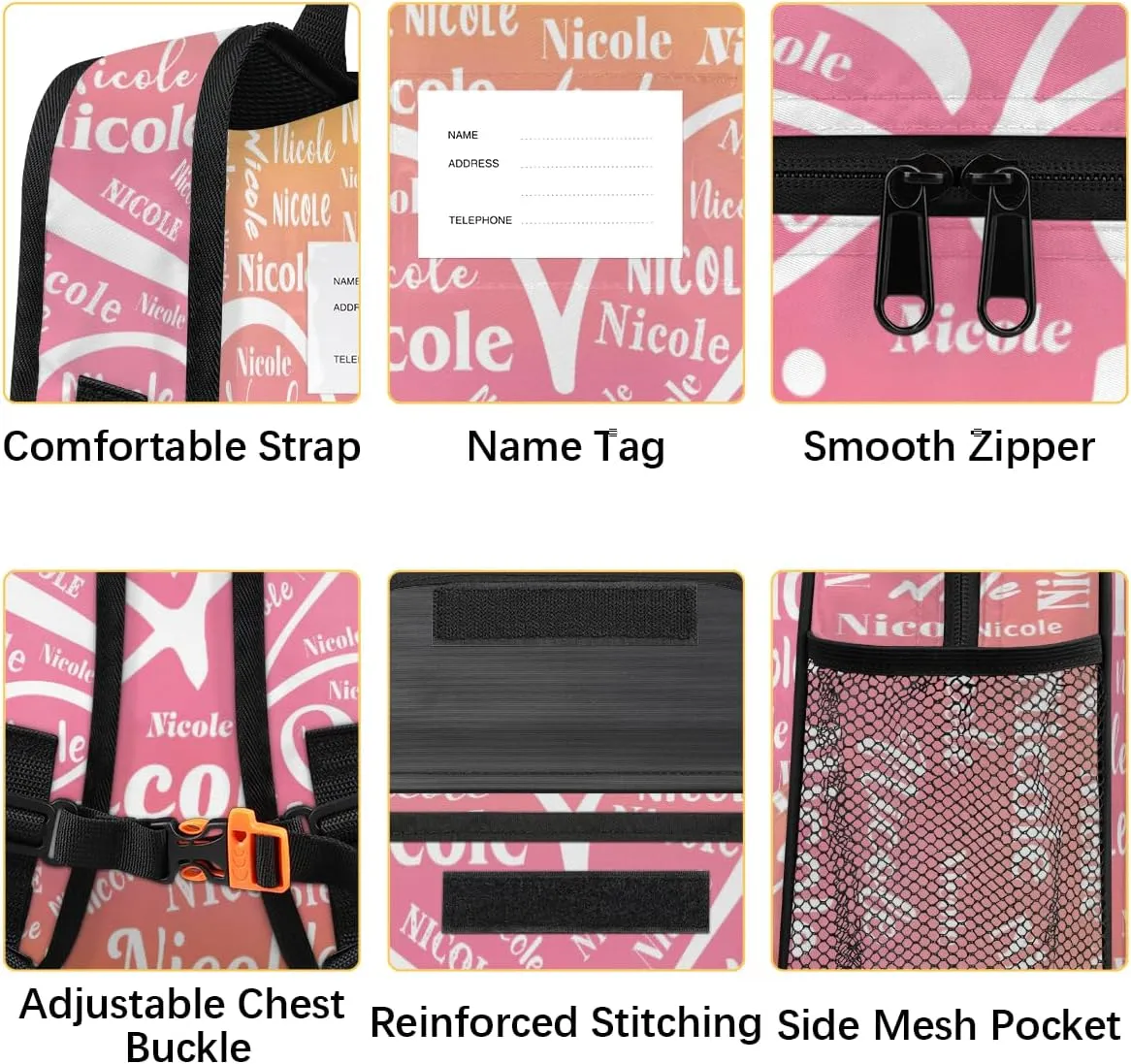 Custom Mini-Backpack for Girls-Kids-Toddler with Name Heart, Personalized Cute Mini Schoolbags, Children Kindergarten Preschool Bookbag, for Travel Daypack Nursery Daycare