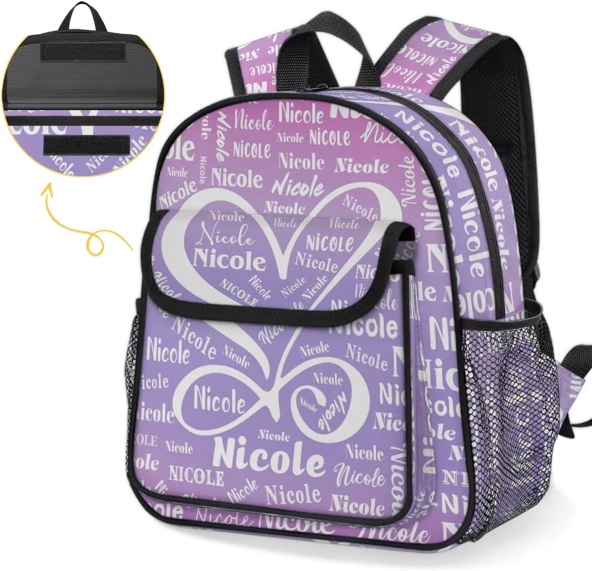 Custom Mini-Backpack for Girls-Kids-Toddler with Name, Personalized Cute Mini Schoolbags, Children Kindergarten Preschool Bookbag, for Travel Daypack Nursery Daycare,Gradient Purple
