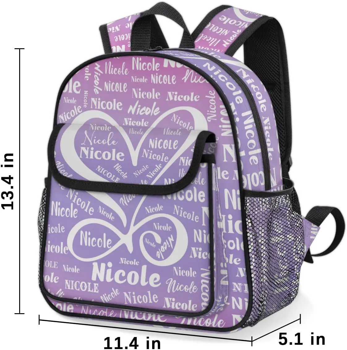 Custom Mini-Backpack for Girls-Kids-Toddler with Name, Personalized Cute Mini Schoolbags, Children Kindergarten Preschool Bookbag, for Travel Daypack Nursery Daycare,Gradient Purple