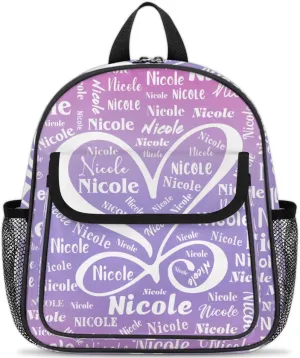 Custom Mini-Backpack for Girls-Kids-Toddler with Name, Personalized Cute Mini Schoolbags, Children Kindergarten Preschool Bookbag, for Travel Daypack Nursery Daycare,Gradient Purple