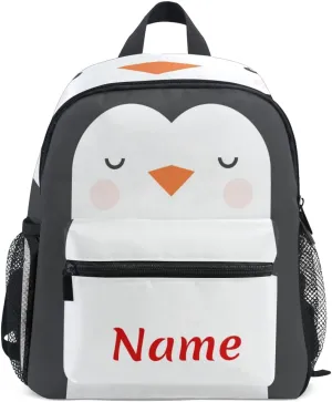Custom Penguin Kids School Backpack Toddler Personalized Your Name Preschool Shoulder Bookbag Kindergarten Elementary School Bag for Small Boys Girls