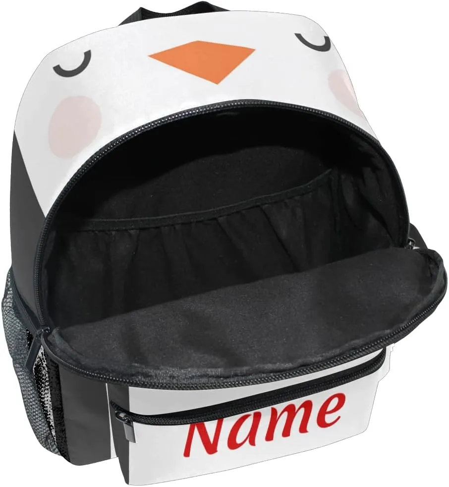 Custom Penguin Kids School Backpack Toddler Personalized Your Name Preschool Shoulder Bookbag Kindergarten Elementary School Bag for Small Boys Girls