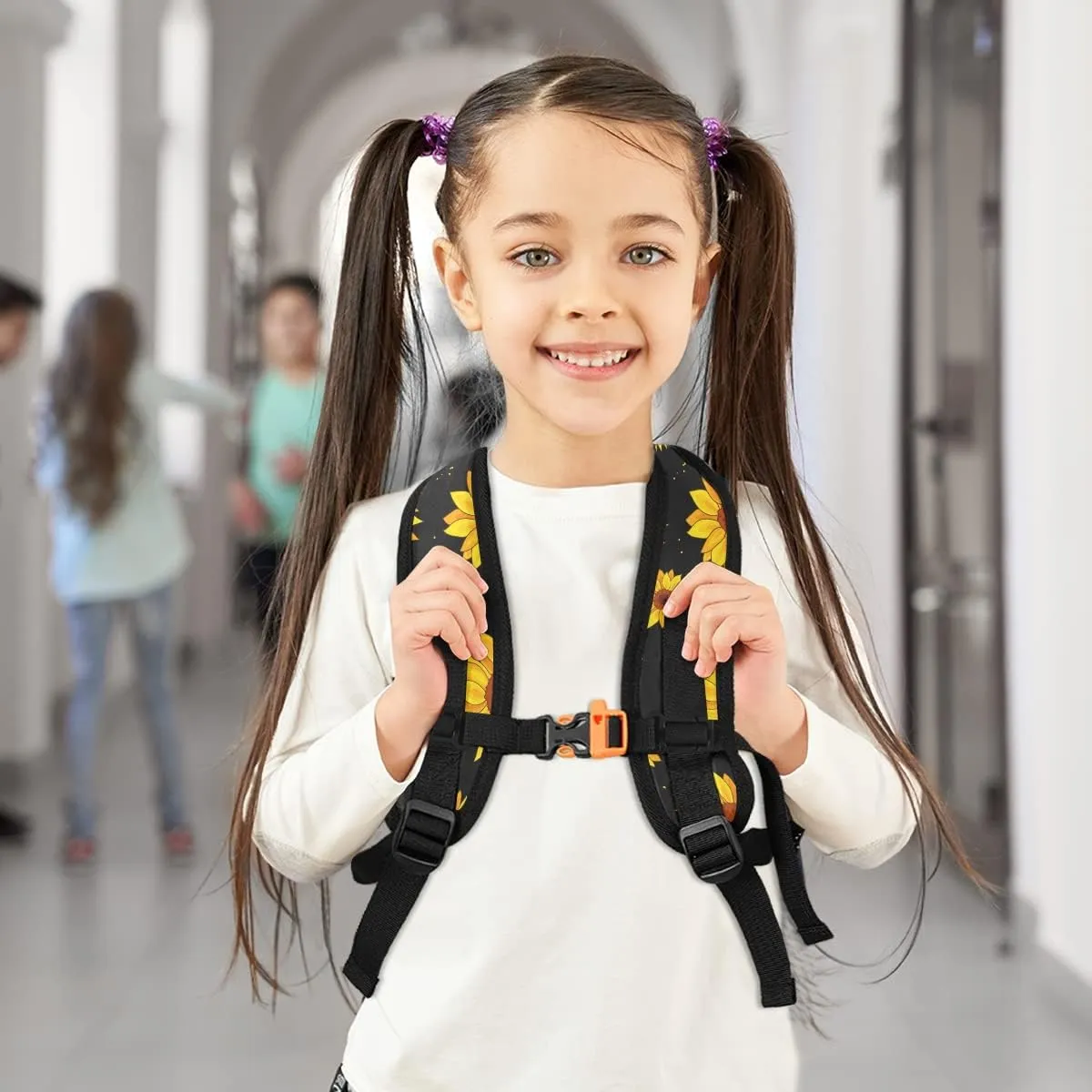 Custom Sunflower Kids School Backpack Toddler Personalized Your Name Preschool Shoulder Bookbag Kindergarten Elementary School Bag for Small Boys Girls