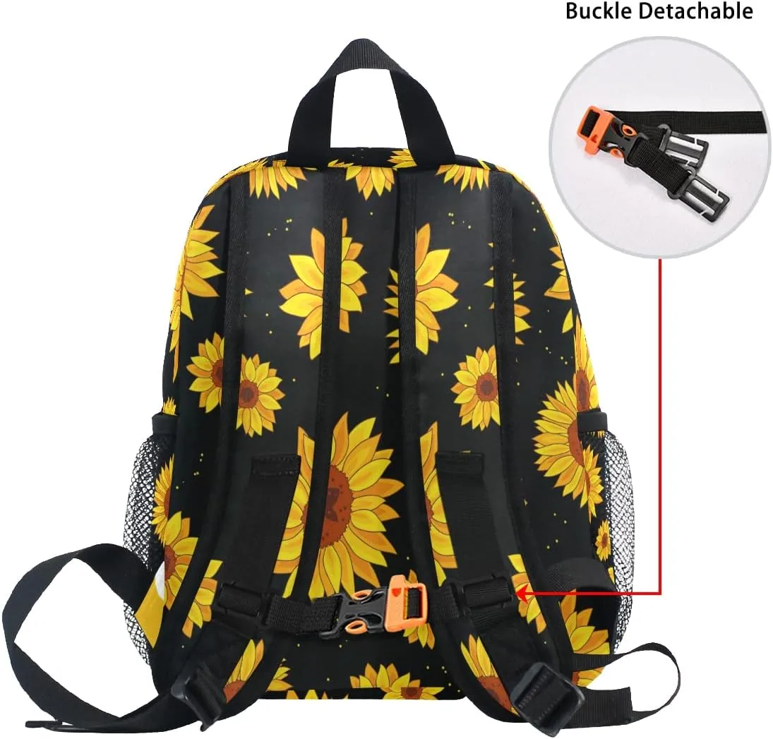 Custom Sunflower Kids School Backpack Toddler Personalized Your Name Preschool Shoulder Bookbag Kindergarten Elementary School Bag for Small Boys Girls