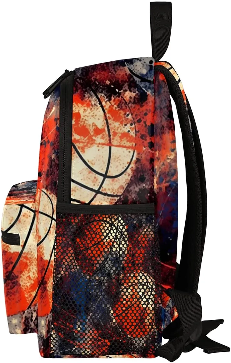 Custom Toddler Backpack for Boy Girl Personalized Kids Backpack with Name, Basketball Graffiti Art Painting Preschool Bag with Chest Strap, Nursery Rucksack for Kindergarten Kids Gift