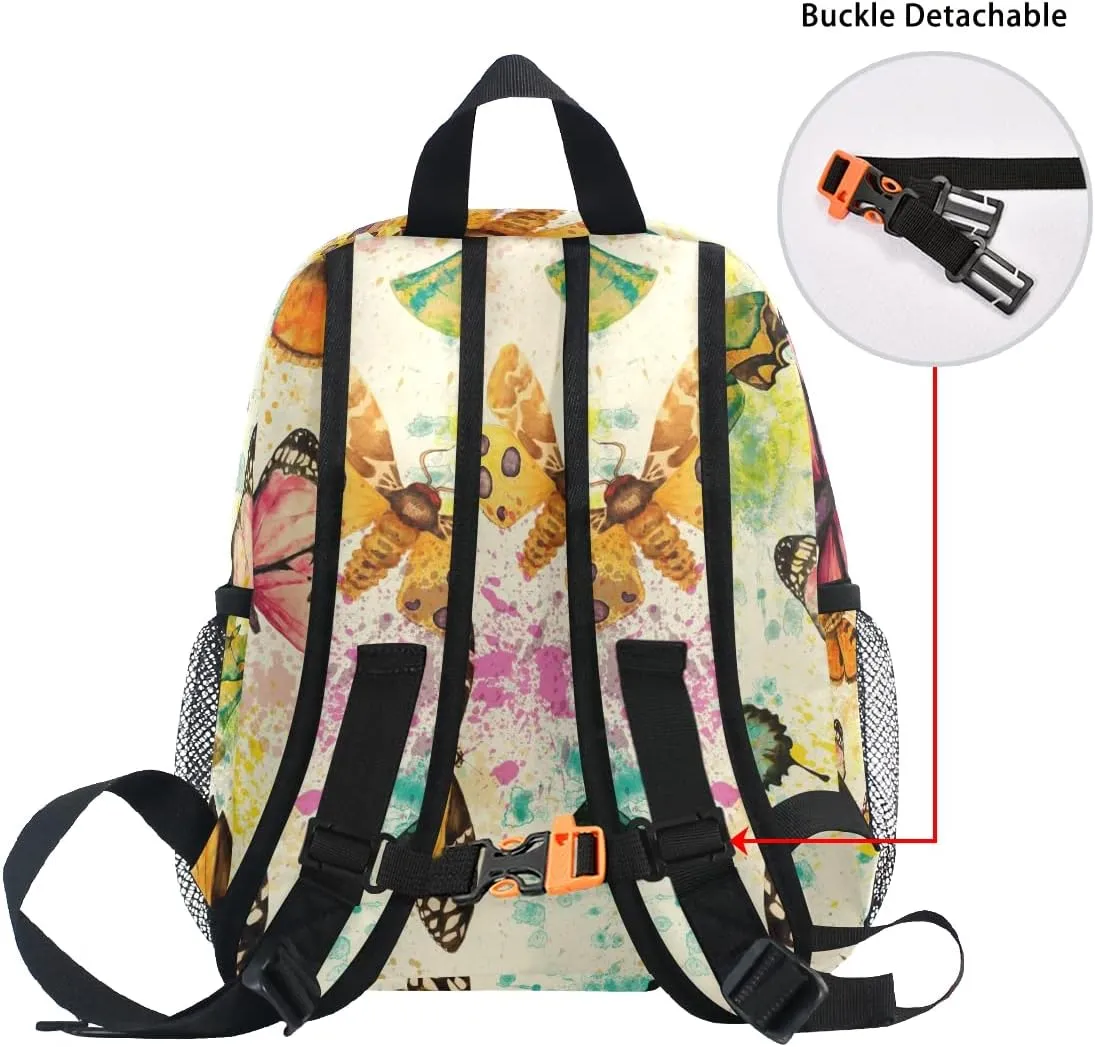 Custom Watercolor Butterflies Kids School Backpack Toddler Personalized Your Name Preschool Shoulder Bookbag Kindergarten Elementary School Bag for Small Boys Girls