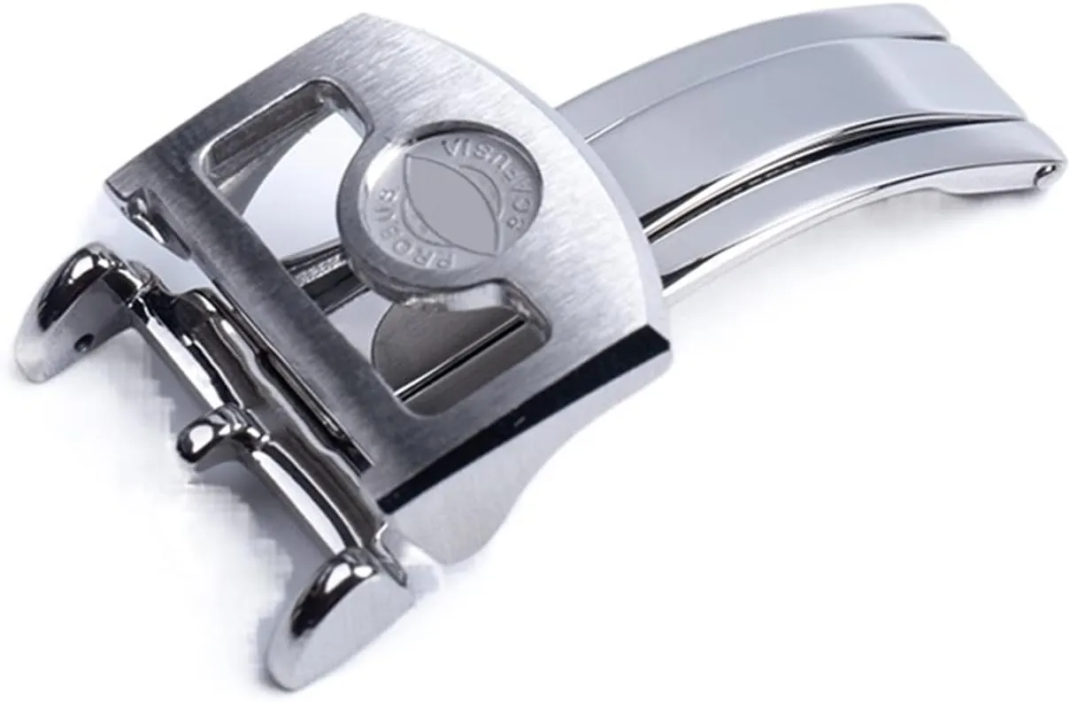 CZKE 316L Stainless Steel 18mm Deployment Butterfly Watch Buckle for IWC Big Pilot Spitfire Leather Watchband Strap Folding Clasp (Color : Long Buckle, Size : 18mm)