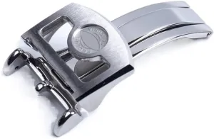 CZKE 316L Stainless Steel 18mm Deployment Butterfly Watch Buckle for IWC Big Pilot Spitfire Leather Watchband Strap Folding Clasp (Color : Long Buckle, Size : 18mm)