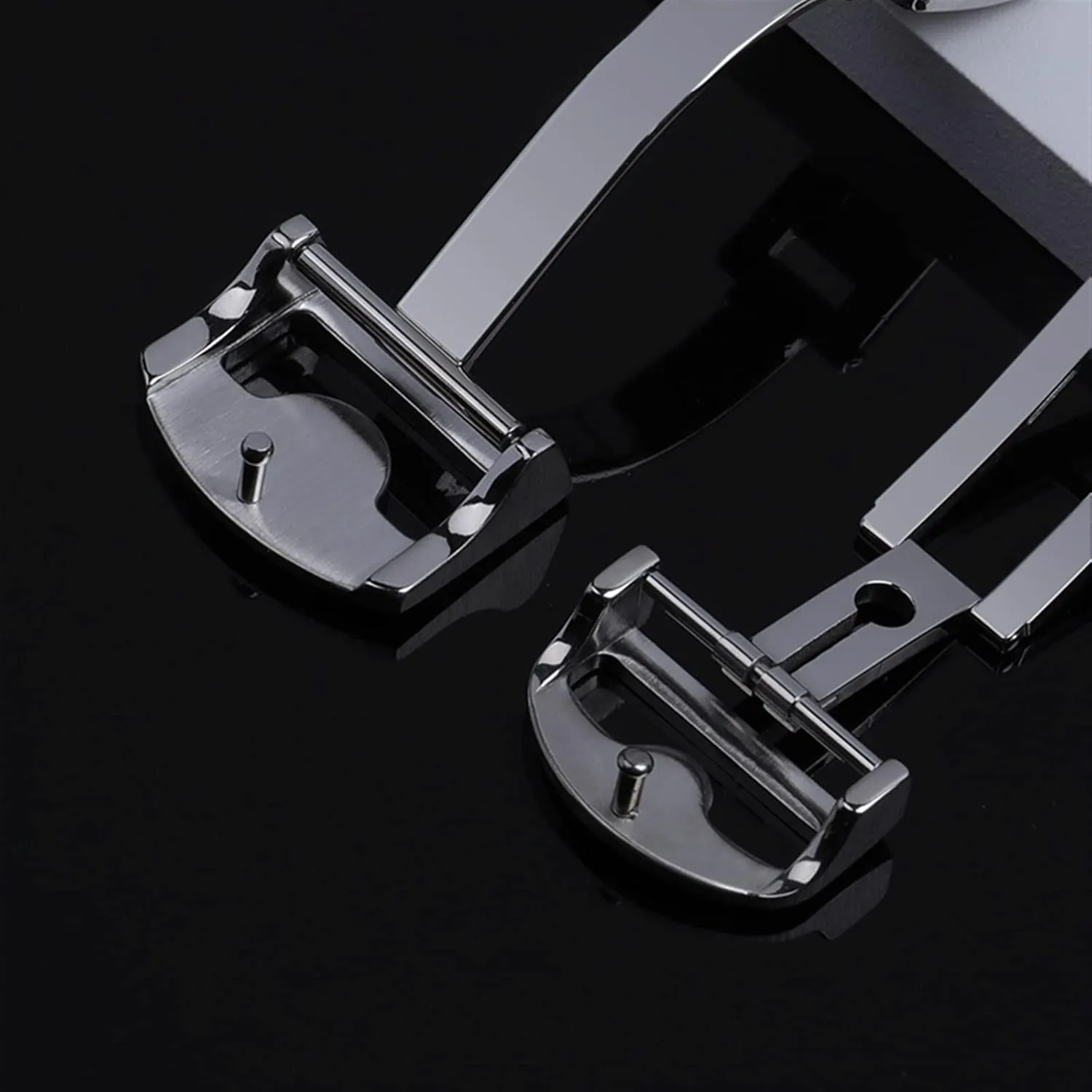 CZKE 316L Stainless Steel 18mm Deployment Butterfly Watch Buckle for IWC Big Pilot Spitfire Leather Watchband Strap Folding Clasp (Color : Long Buckle, Size : 18mm)