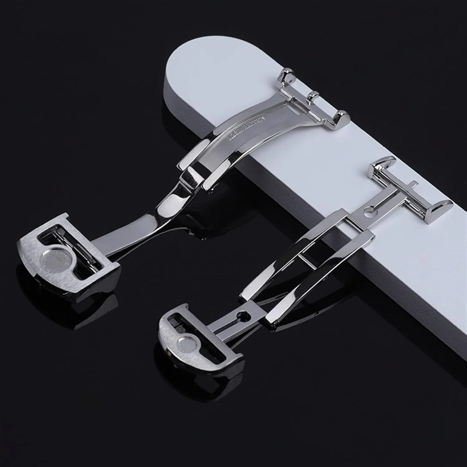 CZKE 316L Stainless Steel 18mm Deployment Butterfly Watch Buckle for IWC Big Pilot Spitfire Leather Watchband Strap Folding Clasp (Color : Long Buckle, Size : 18mm)