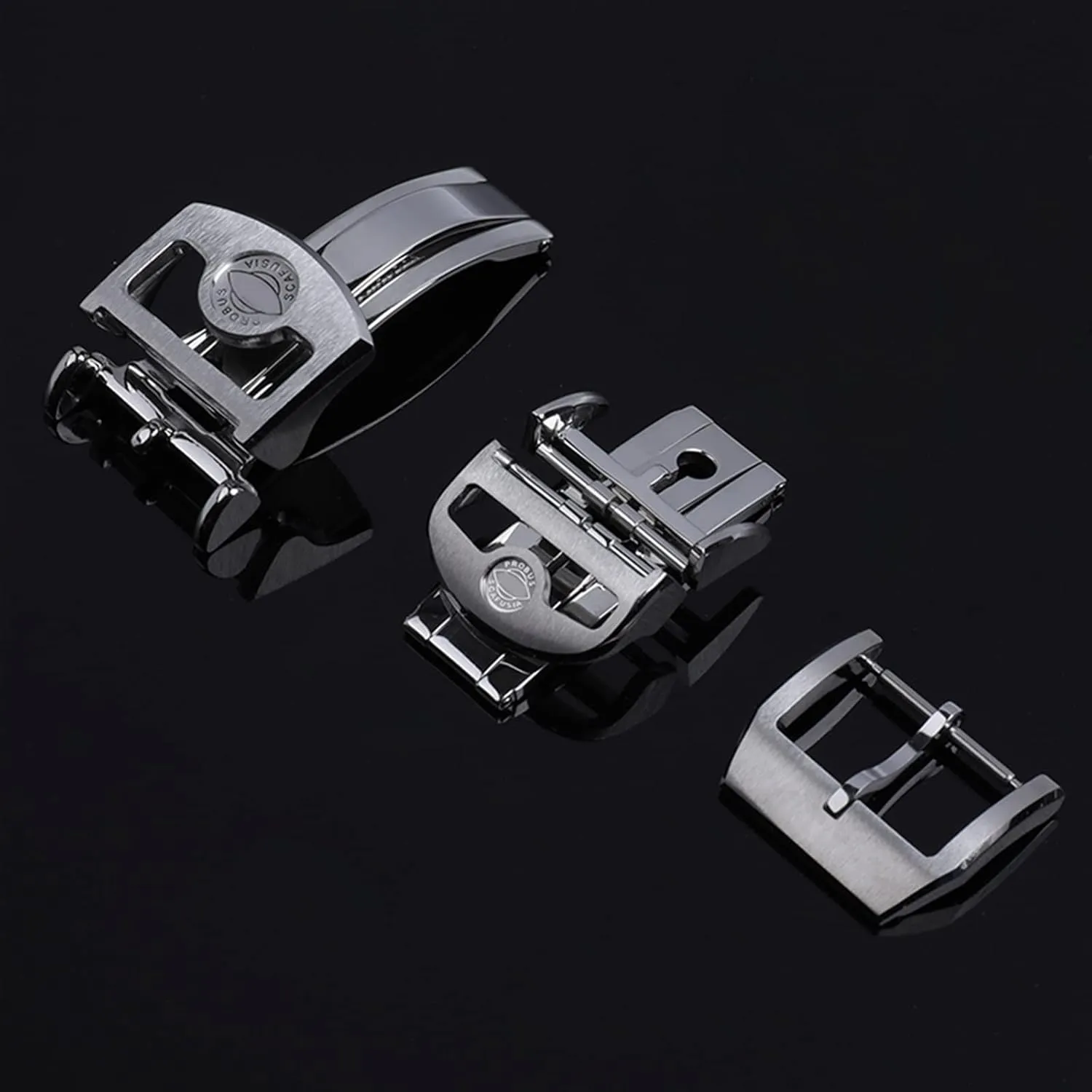 CZKE 316L Stainless Steel 18mm Deployment Butterfly Watch Buckle for IWC Big Pilot Spitfire Leather Watchband Strap Folding Clasp (Color : Long Buckle, Size : 18mm)