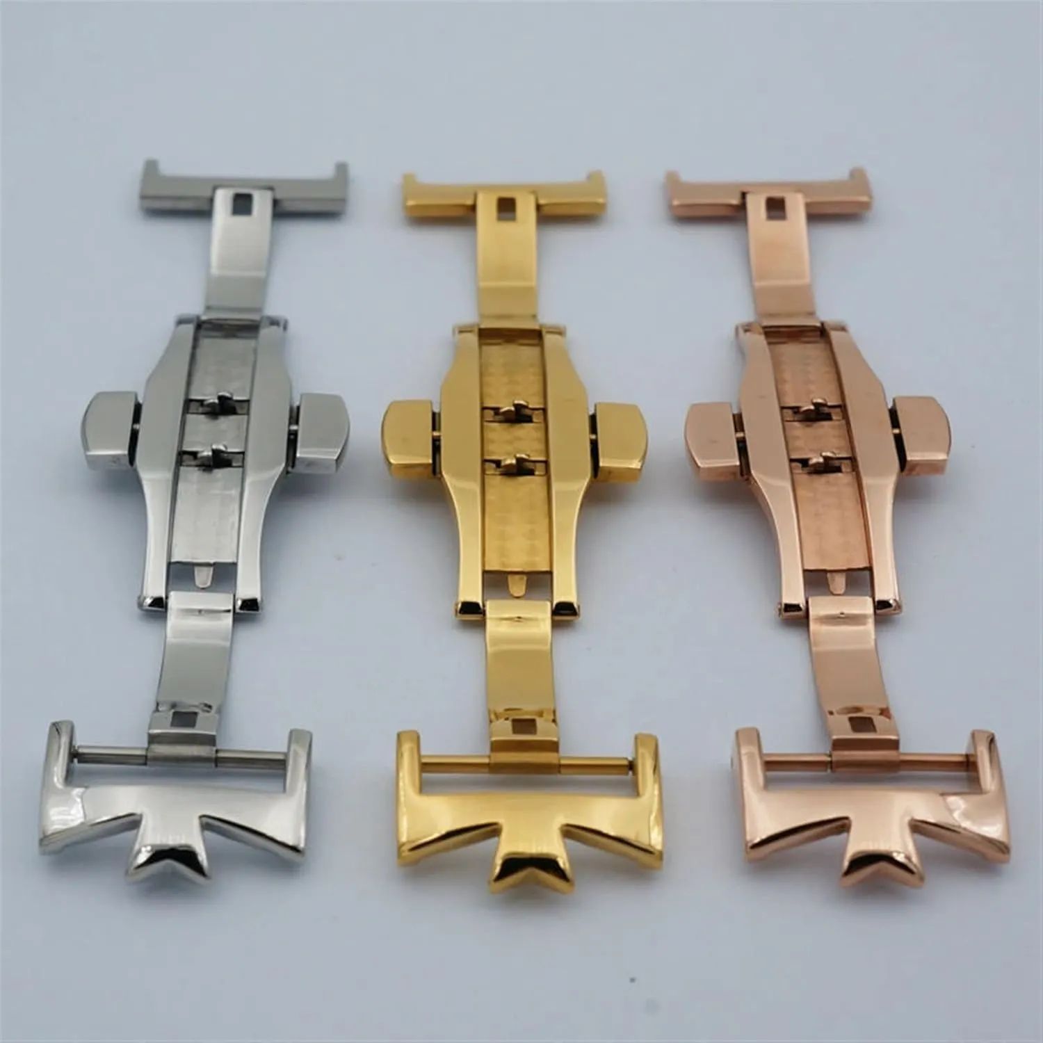 DASEB 18mm 20mm 316L Stainless Steel Double By Double Open Watch Buckle Clasp Strap Deployant For Watchbands
