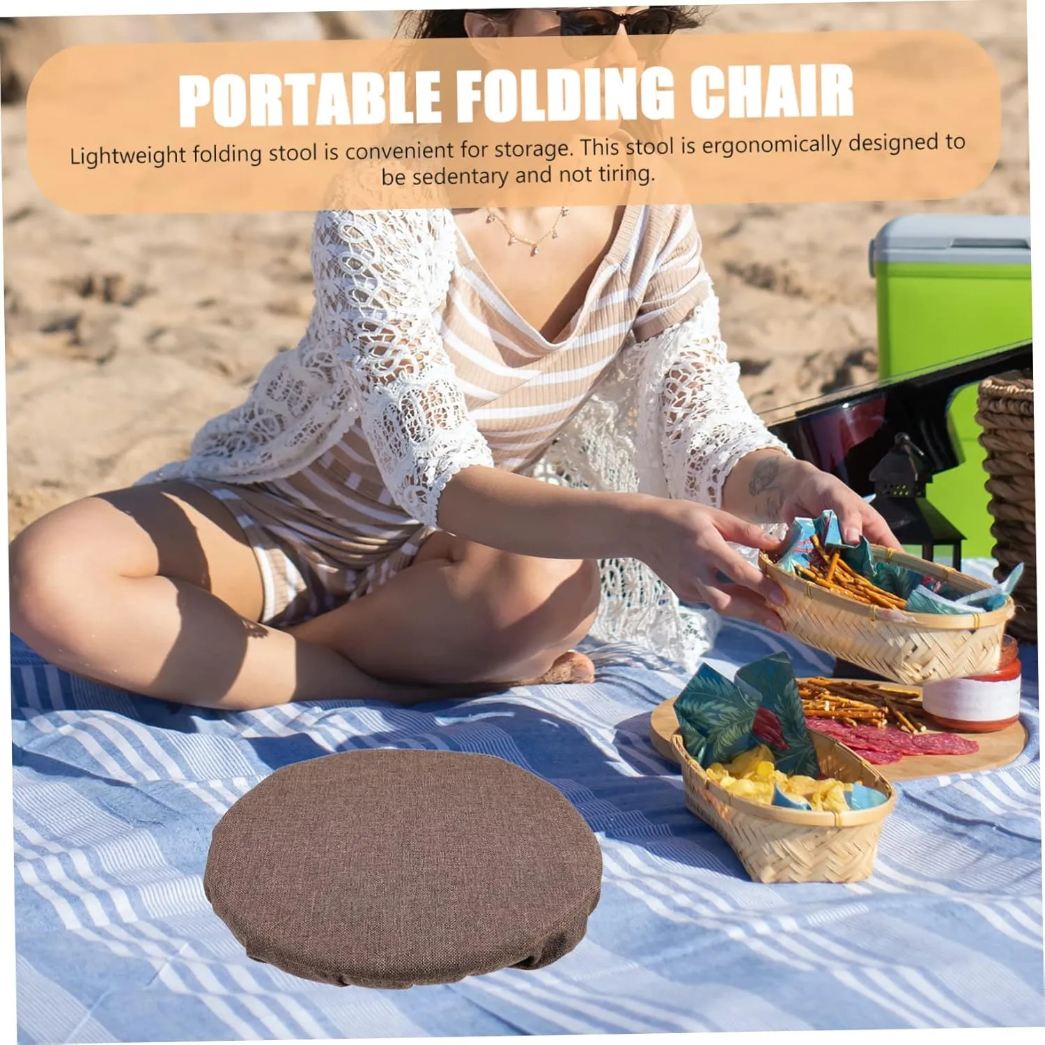 DECHOUS 3pcs Portable Camping Stool Cushion Retractable Chair Pad for Outdoor Use Lightweight Design for Travel Beach and Home Use