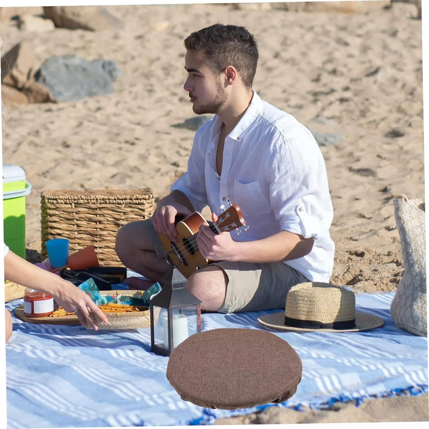DECHOUS 3pcs Portable Camping Stool Cushion Retractable Chair Pad for Outdoor Use Lightweight Design for Travel Beach and Home Use