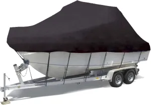 Deck Boat Covers Boat Tarp,Heavy Duty 600D Marine Grade Anti-Uv Oxford Trailerable Waterproof Boatcover Center Console Boat CoverFits V-Hull, Runabout Boat Cover,Black,17~19FT