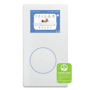 Delta Children Twinkle Stars Crib and Toddler Mattress with Breathable, Removable Machine-Washable Cover - GREENGUARD Gold - Waterproof Baby Bed - Sustainably Sourced Fiber Core - 52”Lx27.5”W, White