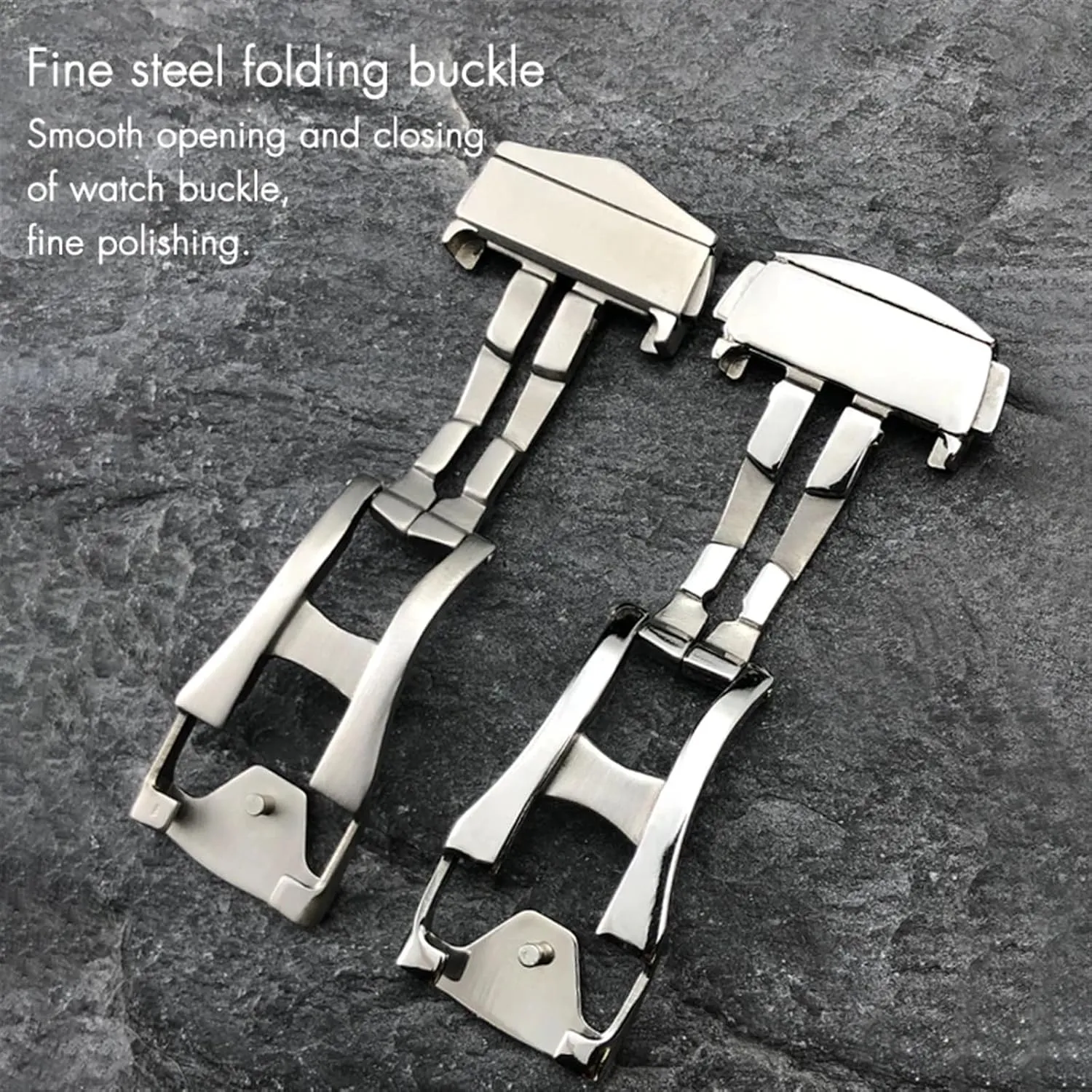 Deployment Watch Buckle Folding Clasp 16mm 18mm 20mm for Omega Leather Strap Rubber Band 316L Steel Black Silver Accessories