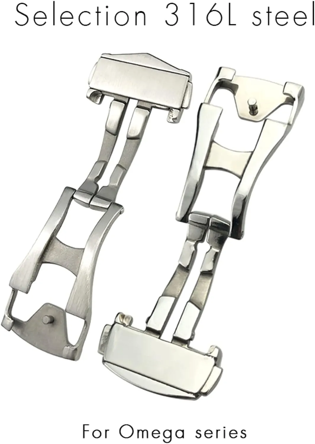 Deployment Watch Buckle For Omega Strap Silver Steel Folding Clasp