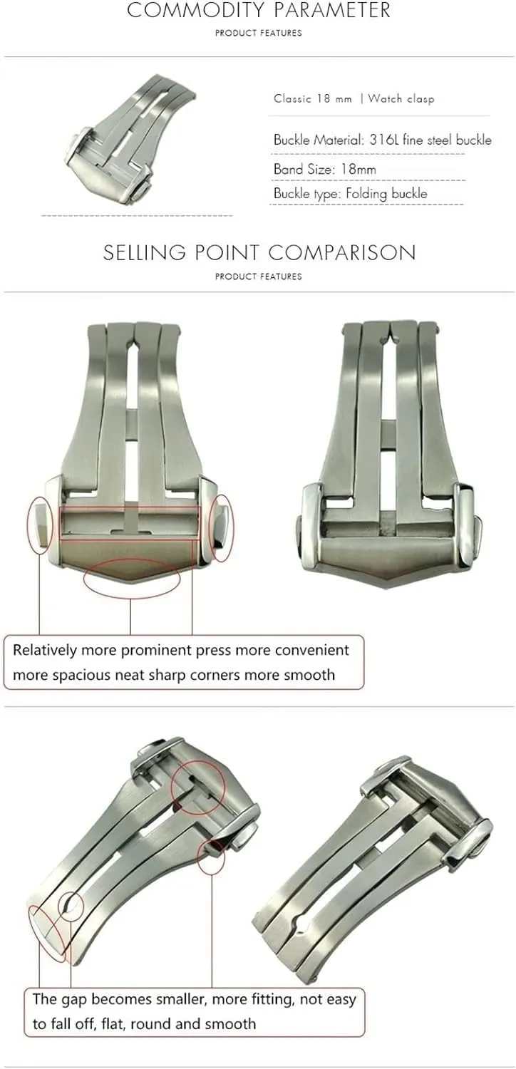 Deployment Watch Buckle For Omega Strap Silver Steel Folding Clasp