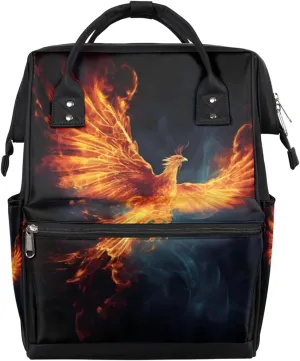 Diaper Bag Backpack for Mon and Dad Fire Phoenix Print Travel Diaper Tote Bags Multi Function Waterproof Backpacks Newborn Essentials