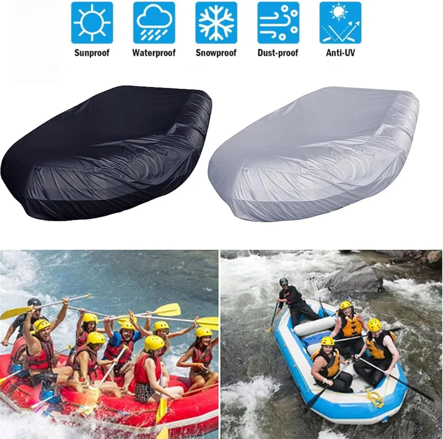 Dinghy Boat Cover 7 Sizes Boat Tarp UV Resistant Boat Tarp for Small Inflatable and Rigid Inflatable Boats,230 * 165 * 46cm