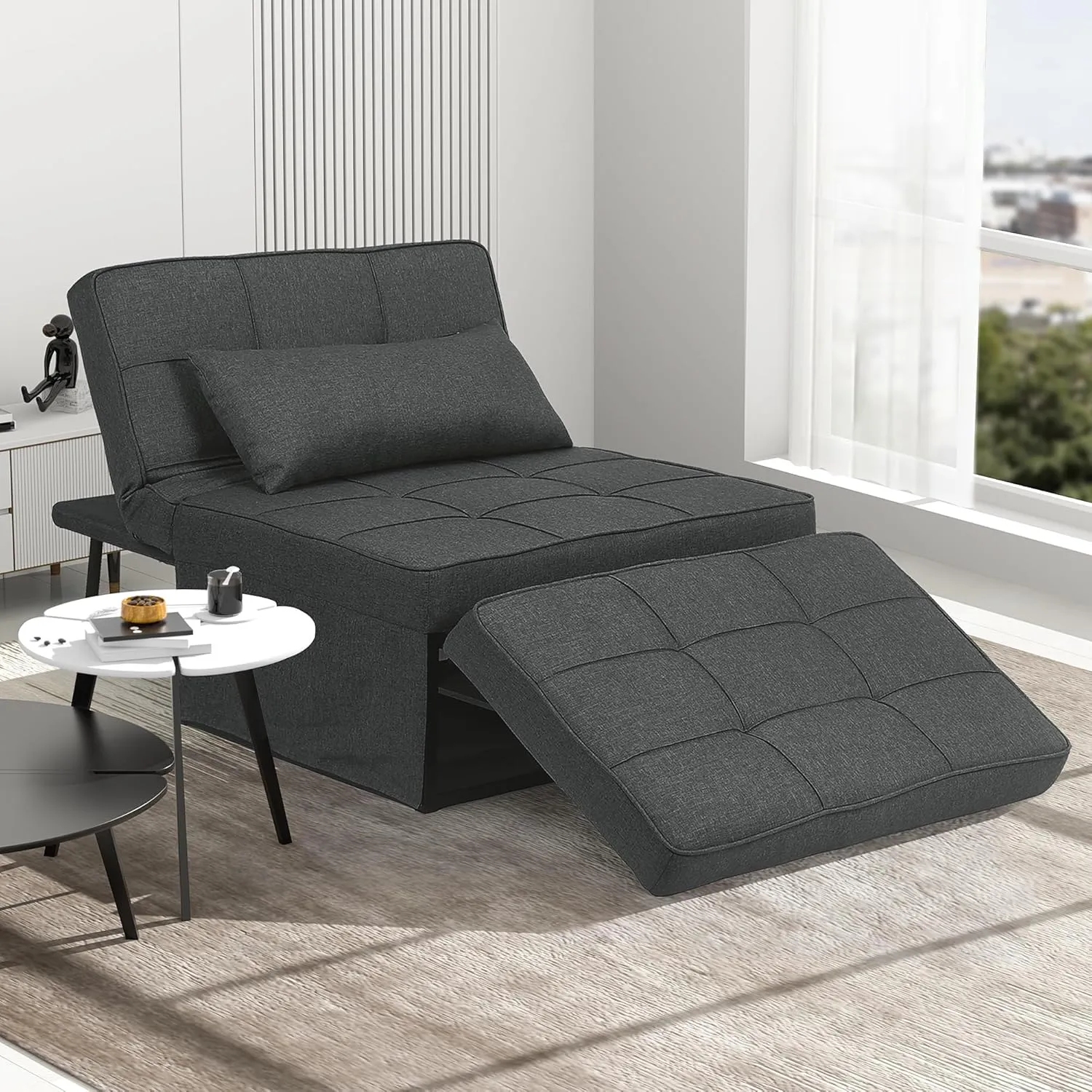 Diophros Sofa Bed, 4 in 1 Multi-Function Modern Folding Ottoman Guest Bed with Adjustable Sleeper Chair for Small Room Apartment
