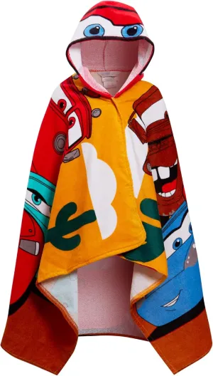 Disney Cars Hooded Towel 100% Cotton Kids Dress Up Lightning McQueen Poncho Beach Bath Towel Swimming Wrap