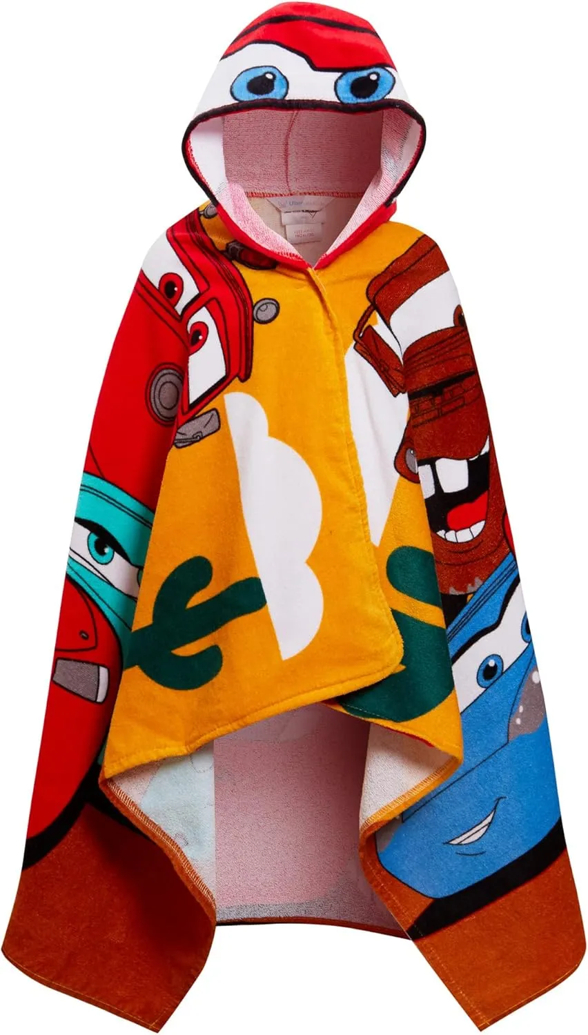 Disney Cars Hooded Towel 100% Cotton Kids Dress Up Lightning McQueen Poncho Beach Bath Towel Swimming Wrap
