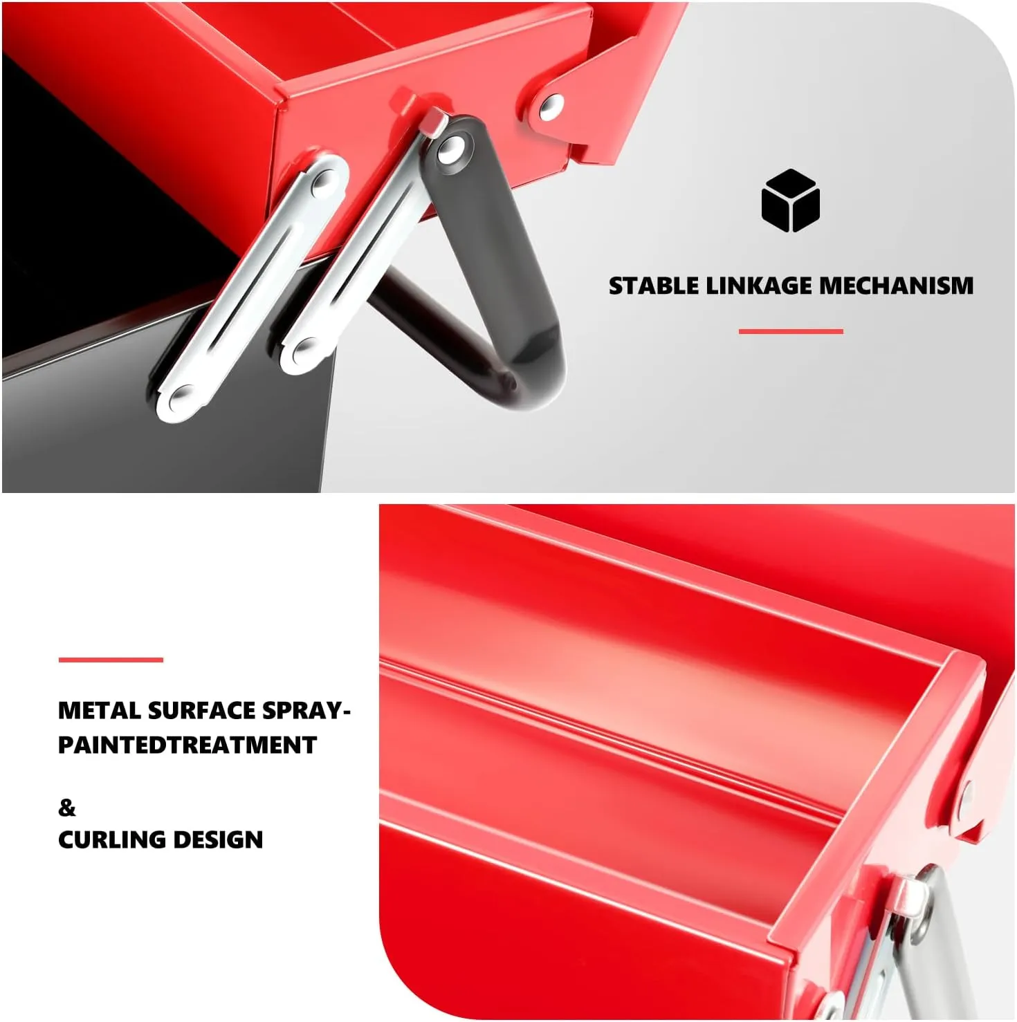 DNA MOTORING 18 Inch Metal Tool Box 2-Layer 3 Organizer Drawers Multi-Function Folding Organizer Toolbox for Household Warehouse Repair Shop, TOOLS-00410
