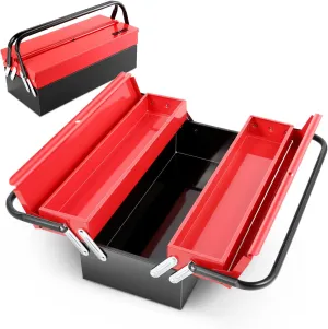 DNA MOTORING 18 Inch Metal Tool Box 2-Layer 3 Organizer Drawers Multi-Function Folding Organizer Toolbox for Household Warehouse Repair Shop, TOOLS-00410