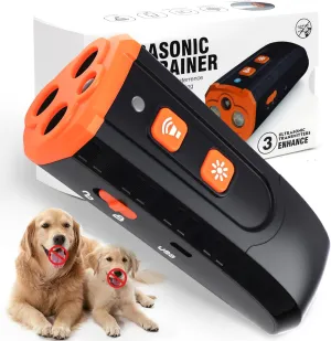 Dog Bark Deterrent Devices | Portable Anti Barking Device for Dogs | Rechargeable 3X Ultrasonic Stop Neighbors Dog from Barking | Safe Effective for Dogs Training Indoor Outdoor